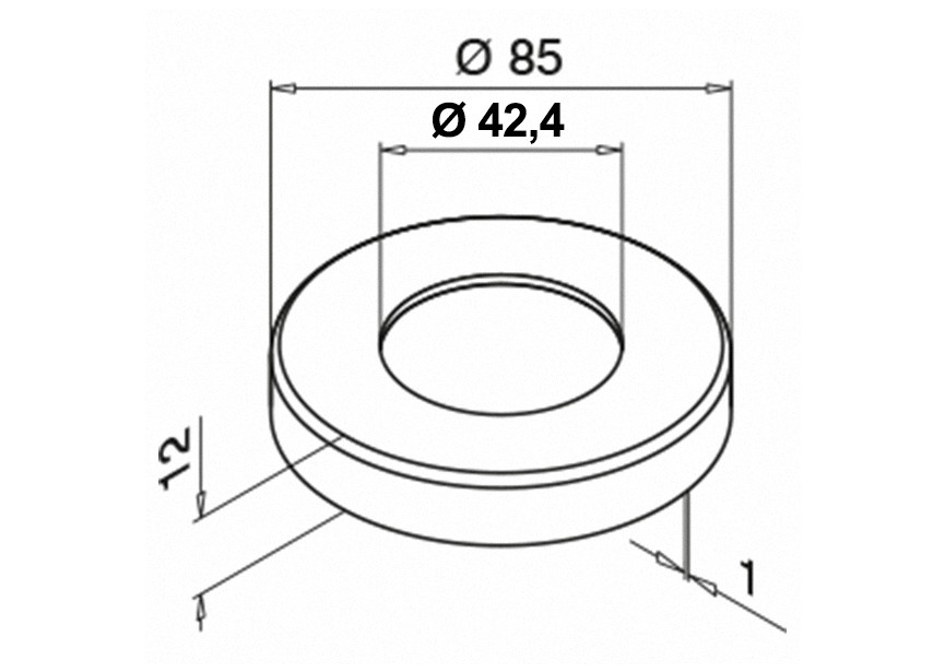 Cache embase pour tube Ø 42,4mm,  Ø 85 x 12mm,