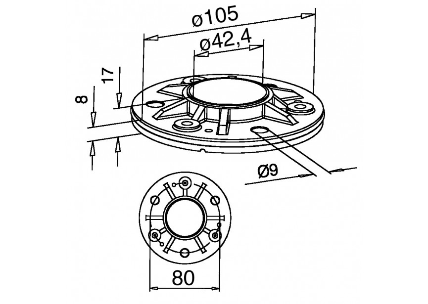 Flanges á souder, avec caoutchouc,