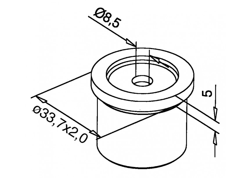 Adaptateurs tube Ø 33,7 mm x 2 mm tube,