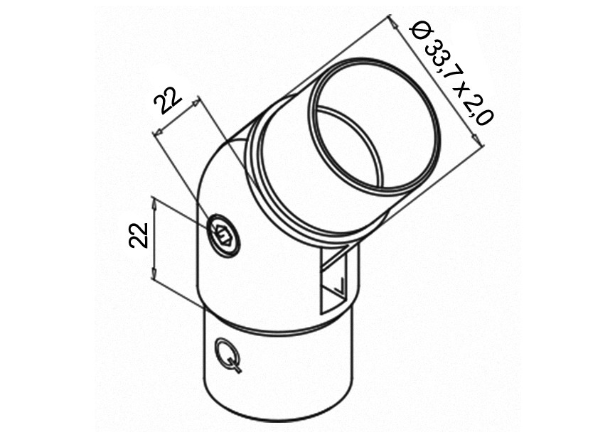 130302-233-12~~VERSTELBARE BUISVERB. 33,7X2MM (-90°...+90°)