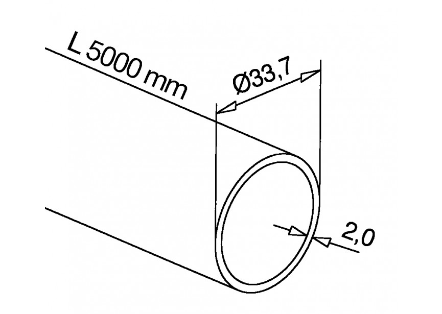 140900-233-50-12~~Buis, Ø33,7 mm x 2 mm - 5 M