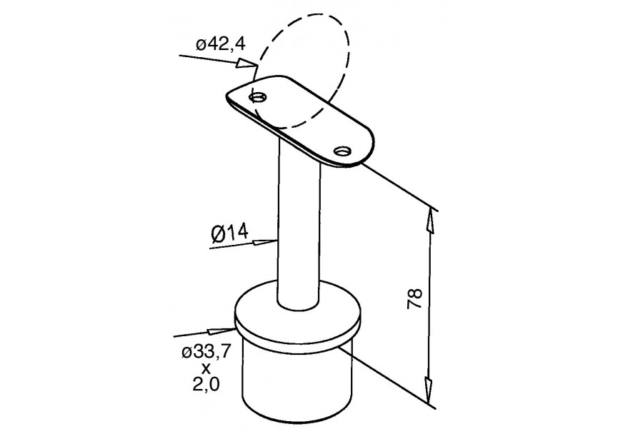 Supports main courante tube Ø 33,7 mm x 2 mm,