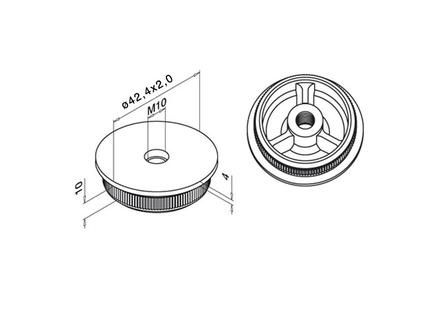 embout à frapper plat, pour tube Ø 42,4x2mm -