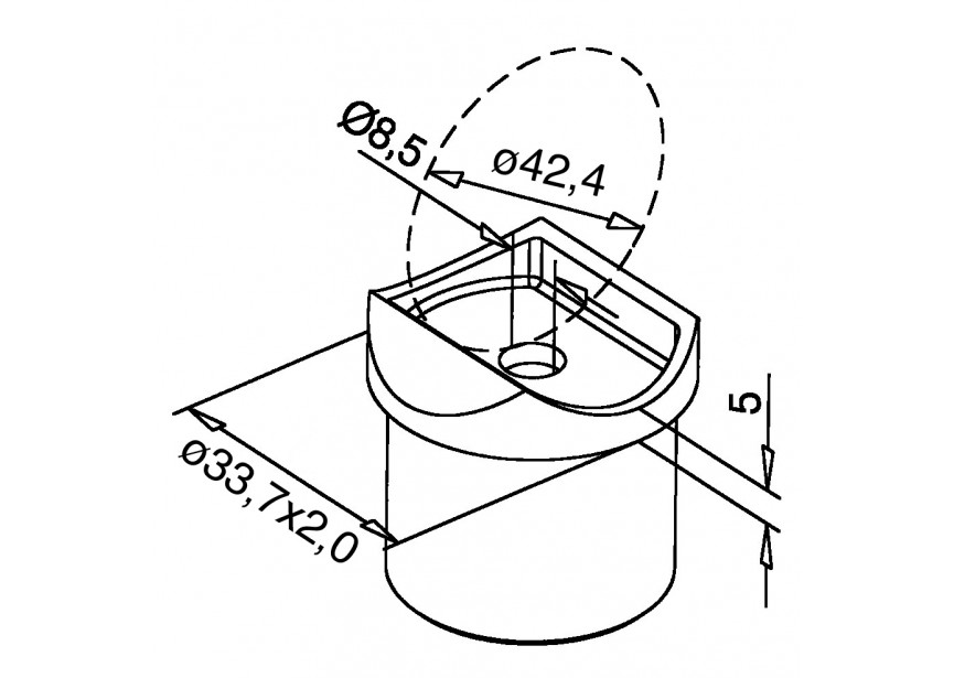 Adaptateurs tube Ø 33,7 mm x 2 mm