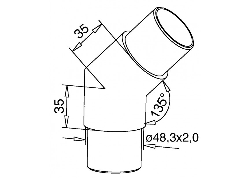 130300-248-12~~HOEKFITTING 45°, 48,3X2MM,