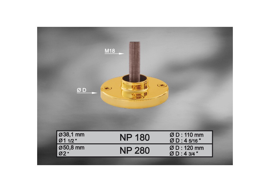 NP180~~NEW-YORK - Ø 38.1 - MESSING VLOERROZET Ø110MM