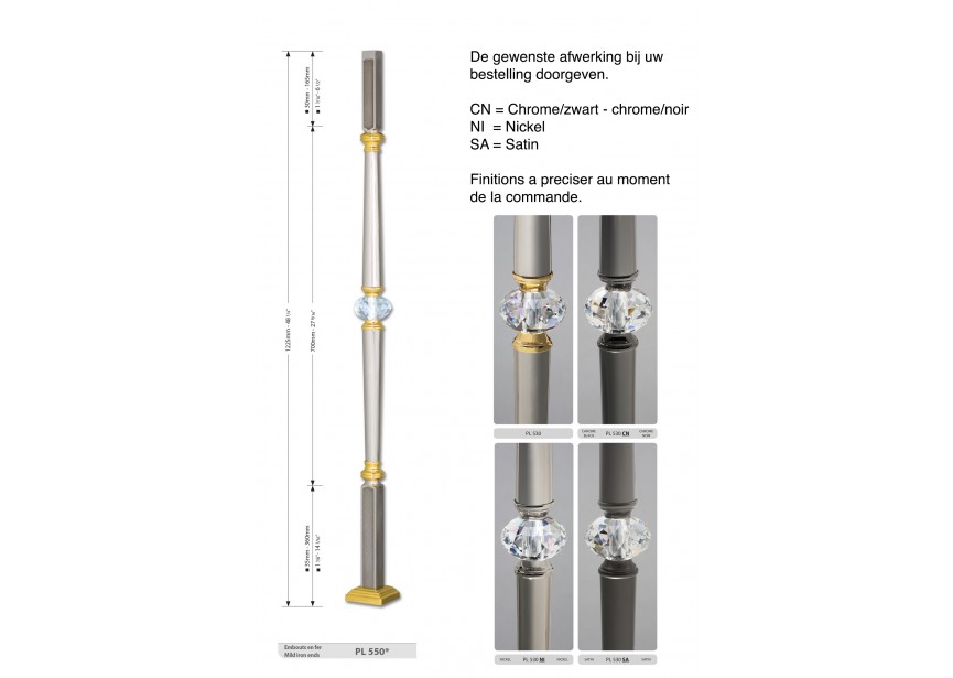 PL550~~BEGINSPIJL PARIS LENGTE 1225MM