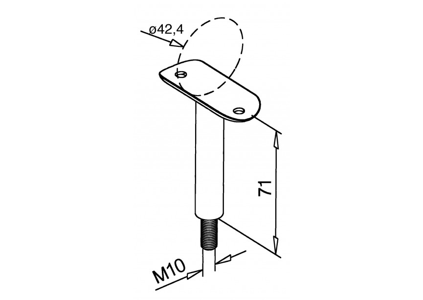 Supports main-courante filet M10-tube Ø 42,4 mm,