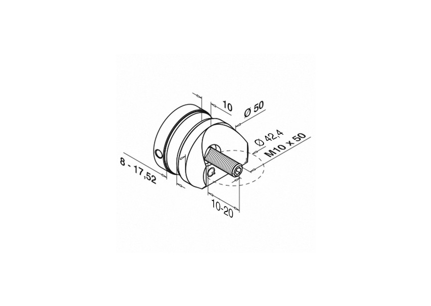 131747-010-42-12~~GLAS ADAPTER, Ø 50MM, VOOR BUIS Ø 42,4MM,