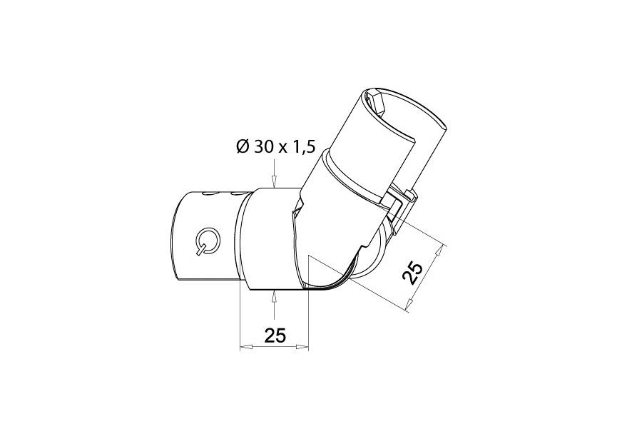 Raccord orientable (25°-55°) horiz. 30 mm,