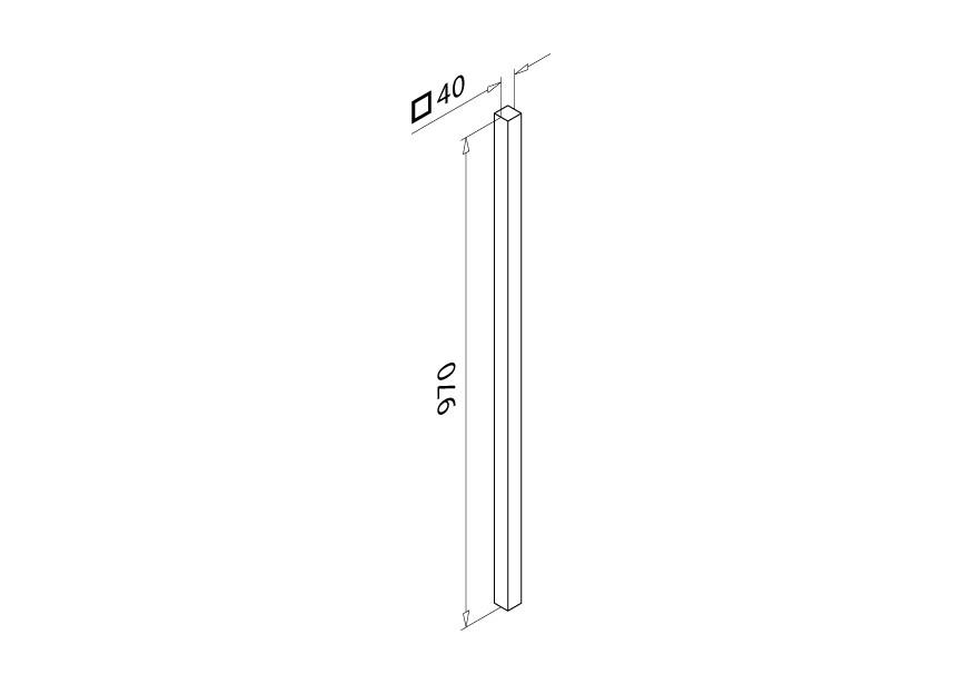 Tube carré squareline 40x40mm L=970mm