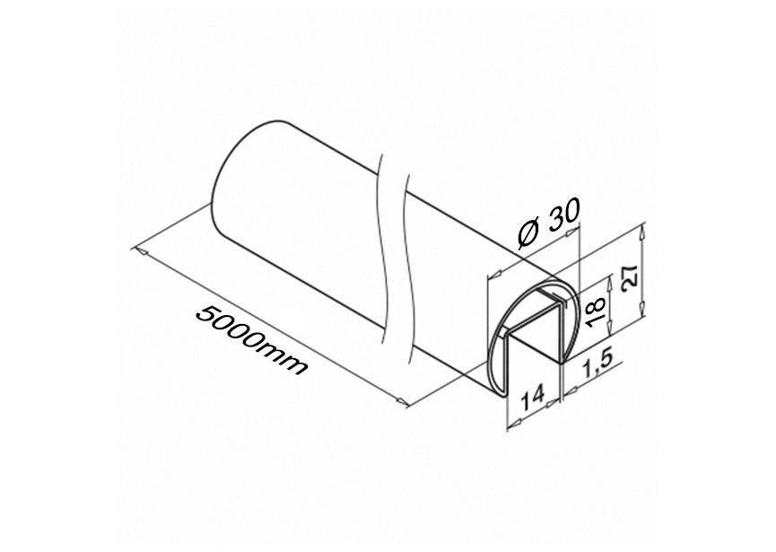 Tube à fond de gorge Ø30x1,5 mm, L=5000 mm