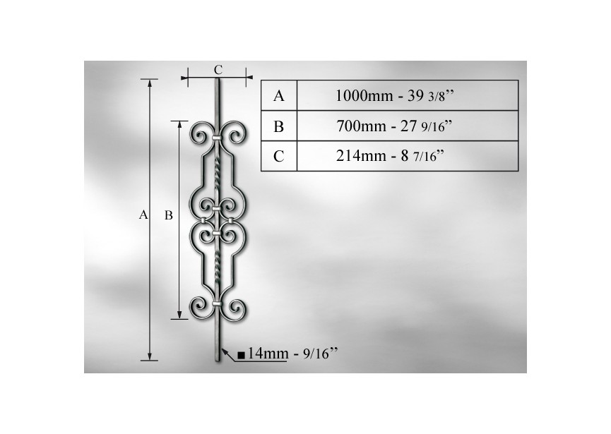 BALUSTRE # 14MM - LONGUEUR 1000 MM