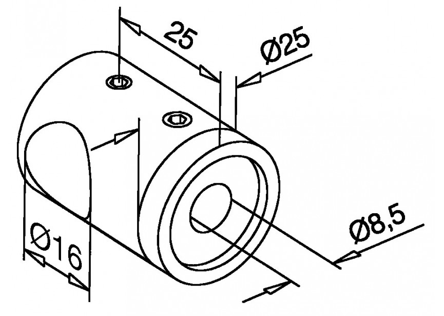 130840-000-12~~DWARS STAFHOUDER VOOR 16MM BUIS