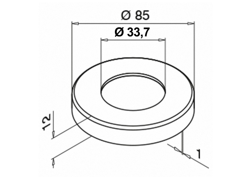 Cache embase pour tube Ø 33,7mm,  Ø 85 x 12mm,