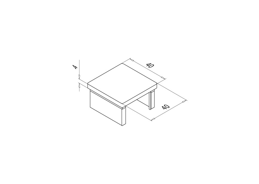 136734-040-12~~VLAKKE EINDKAP V. GLAS U-PROFIELB. VIERK. 40X40MM,