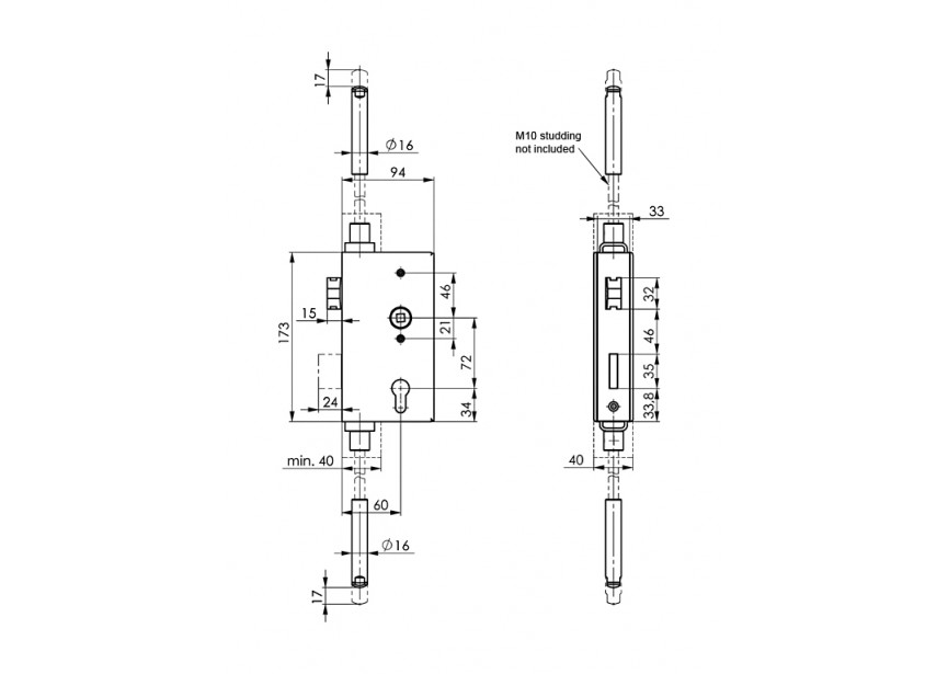 Serrure avec coffre pour verrouillage multipoint