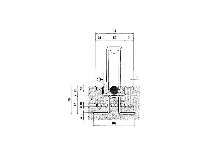 HEAVY Z 3M~~GEGALVANISEERDE GRONDRAIL LENGTE 3M