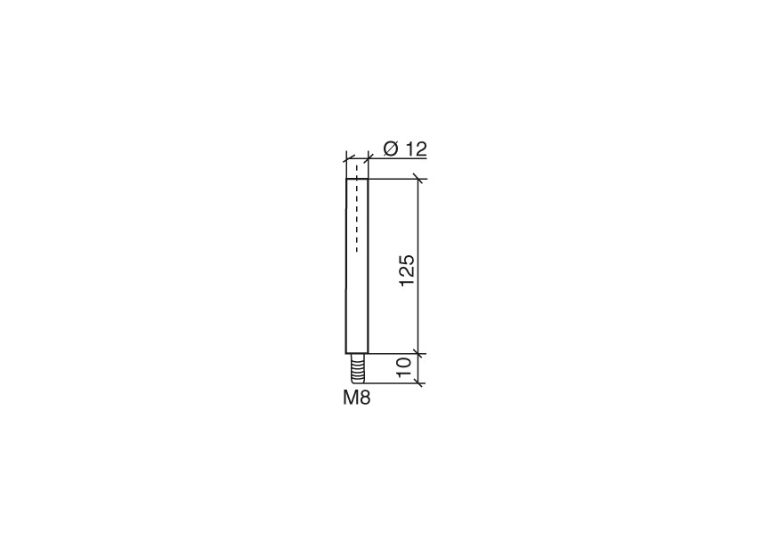 SUPPORT DE MAIN COURANTE ROND 12 MM AVEC FILETAGE M8