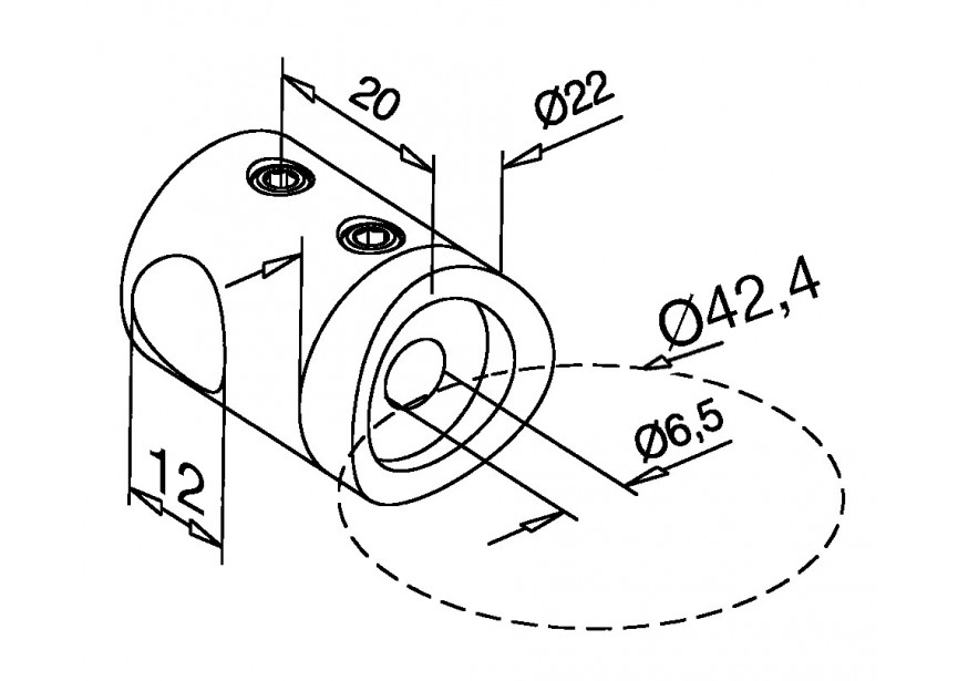 130830-042-12~~STAFHOUDER VOOR 12MM STAF, BUIS 42,4MM - VPE 4 STUKS !!!!