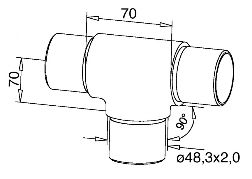 130307-248-12~~T-FITTING VOOR BUIS Ø 48,3X2,0MM,