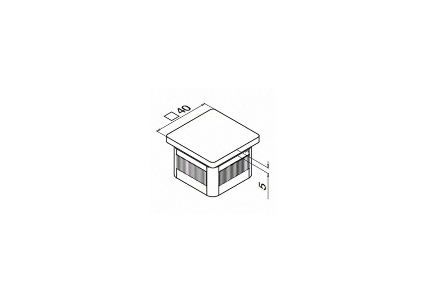 135728-040-12~~Vlakke eindkap,Square Line,Easy Hit,plat,40x40x2mm