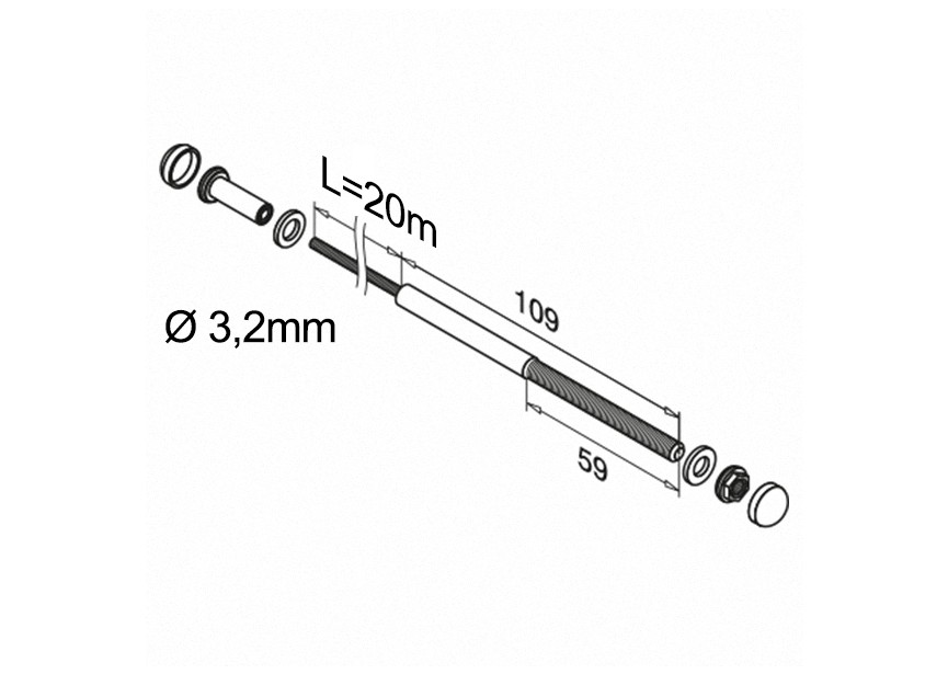 Set complet de fixation câble 3,2mm, 20m