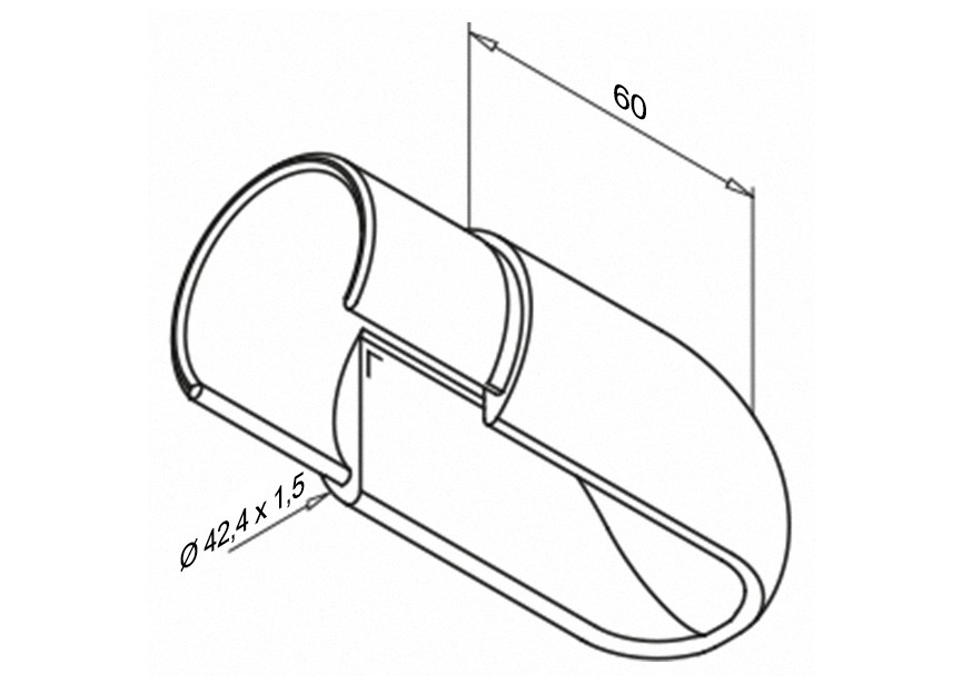 146738-042-12~~Eindkap trap, voor u-profielbuis Ø 42,4mm,