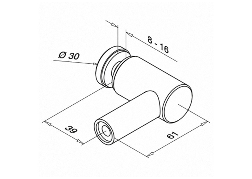 Adaptateur plat p/ verre 8-16,76mm - EMB. 4 X