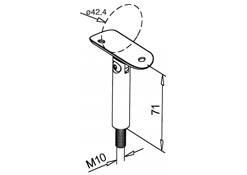 140818-042~~VARIABELE ARM RAILINGSTEUN VOOR BUIS Ø 42,4MM, M10