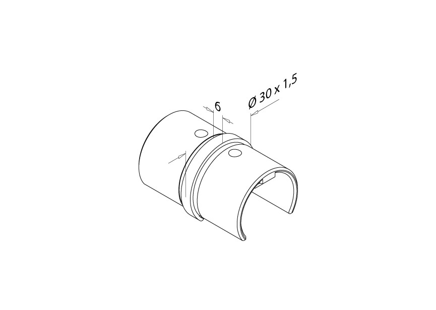 146793-030-12~~BUISVERBINDER, Ø-30MM, RVS 316 GEBORSTELD