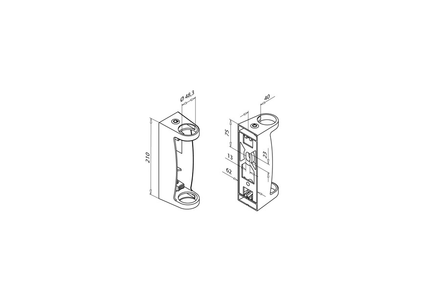 Support mural mod. 0558 p/ poteau  Ø 48,3 mm -