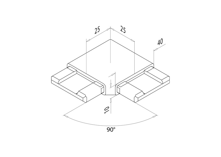 Raccord  90° pr tube 40x10x1,5mm