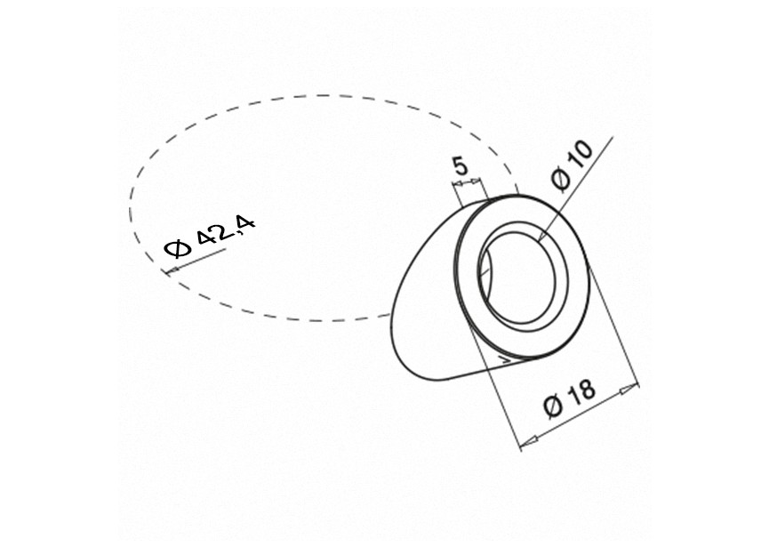 Douille 35° p/ câble 3,2-4mm, fixat° s/ tube 42,4