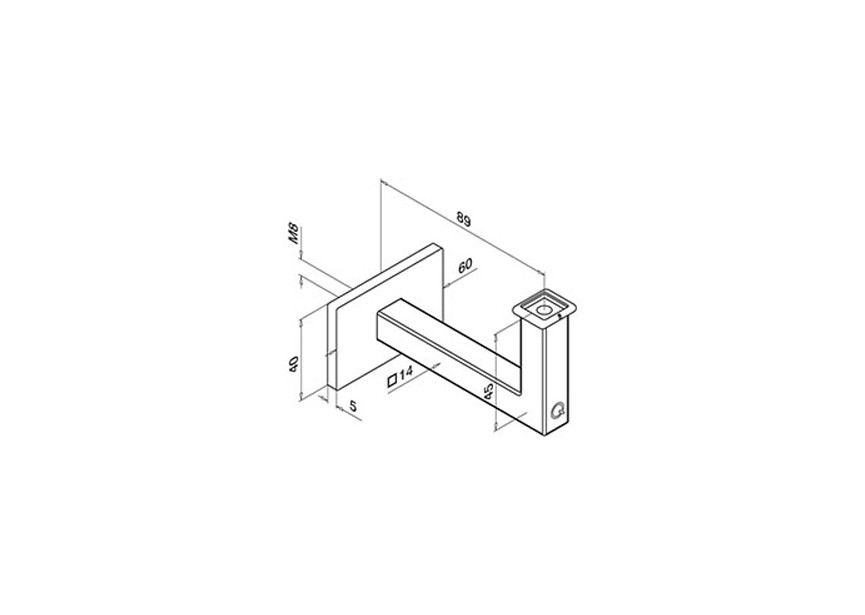 134111-000-12~~HANDRELINGSTEUN VOOR BUIS, VLAK, SQUARELINE, M8