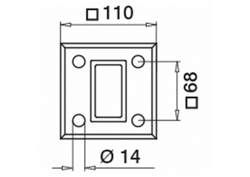 Embase à souder s/ tube rectangulaire 60x30x2,6mm