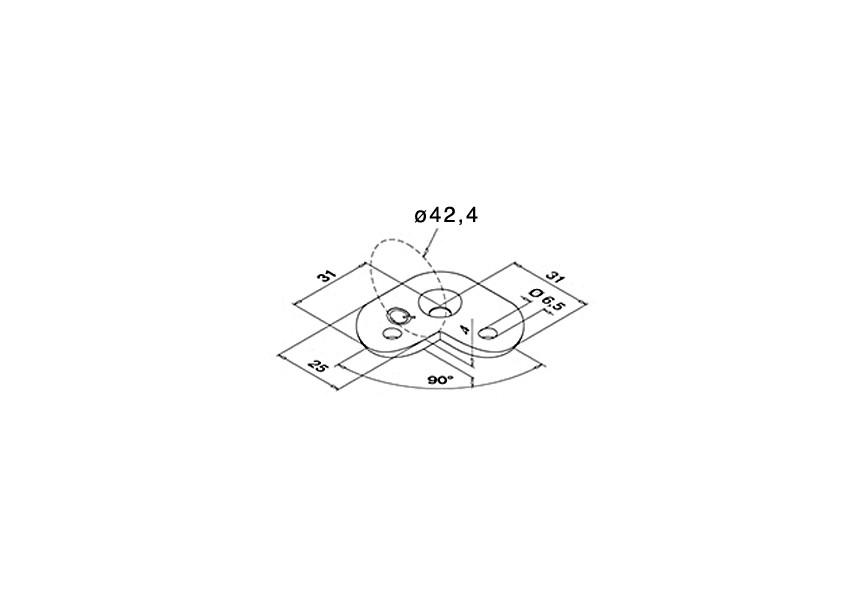 131802-042~~RELING HOUDER VOOR BUIS Ø 42,4MM, 90°