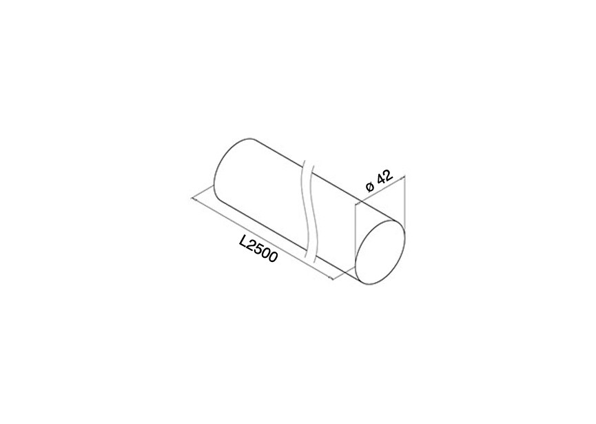 170950-042-25-43~~HOUTEN HANDRAIL Ø 42MM, EIKEN, L=2500MM