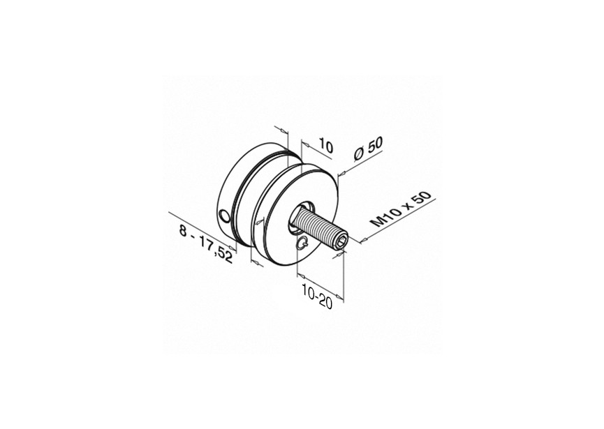 100747-20~~GLASADAPTER, Ø50MM, VLAKKE AANSLUITING, M11