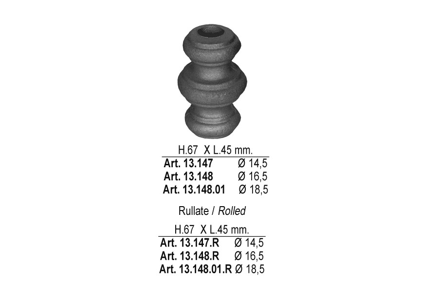 Borchie stam.te H.67x45mm f.t.14,5mm