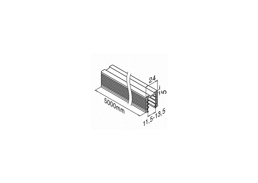 205124-050-11~~L=5000MM RUBBER PROFIEL VOOR GLAS U-PROFIELBUIS