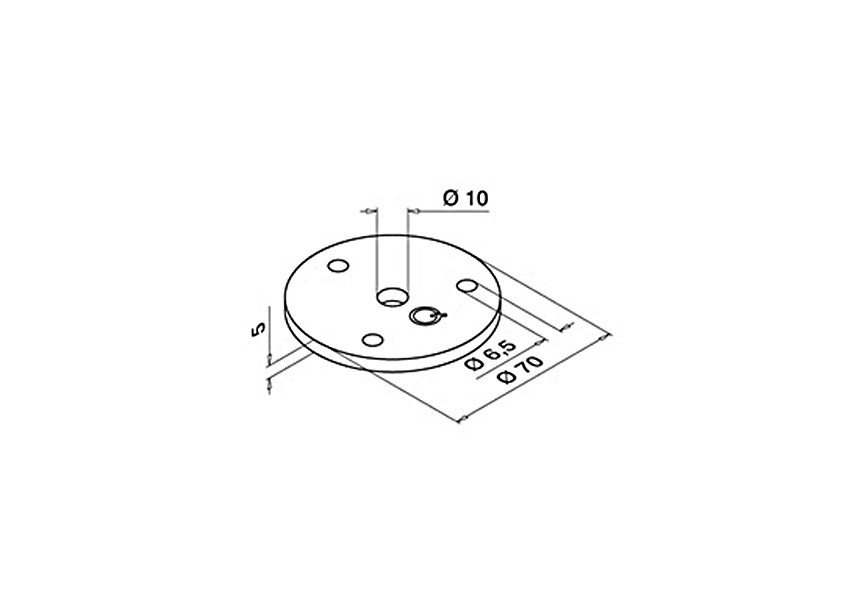 embase ronde à souder Ø 70x5mm pour barre Ø 10mm