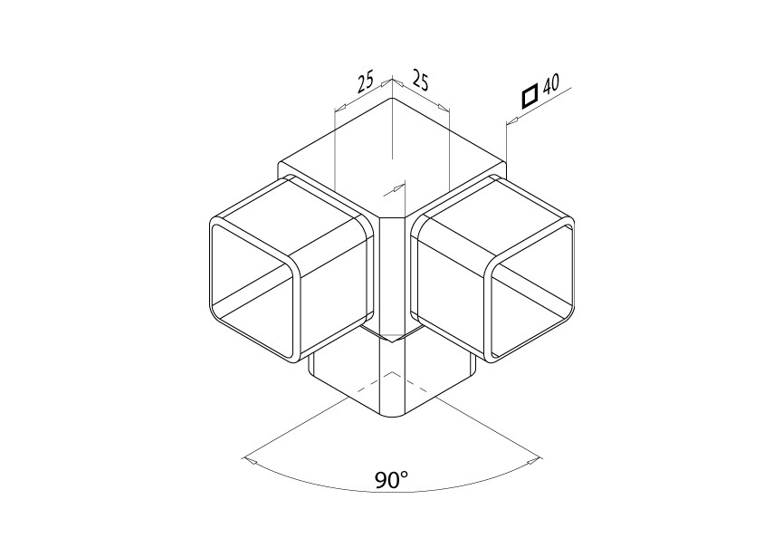 134304-12~~BUISVERBINDER 90°, + 1 AANSLUITING 90°,