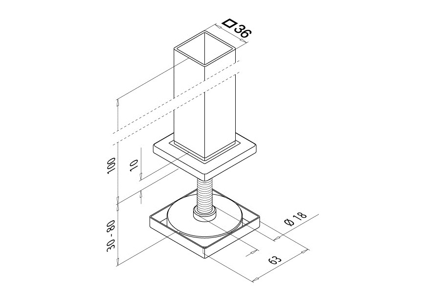 134546-040~~BODEMPLAAT SQUARELINE V. LIJMVERBINDING 36X36X2MM