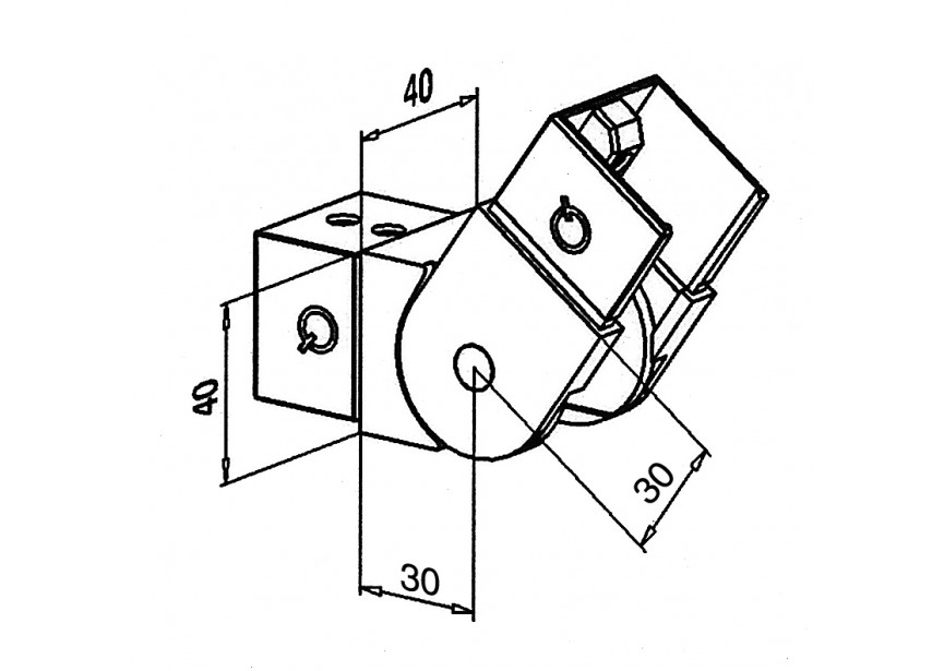 136342-040-01-12~~BUISVERBINDER VAR. OMLAAG, VOOR GLAS U-PROFIELBUIS