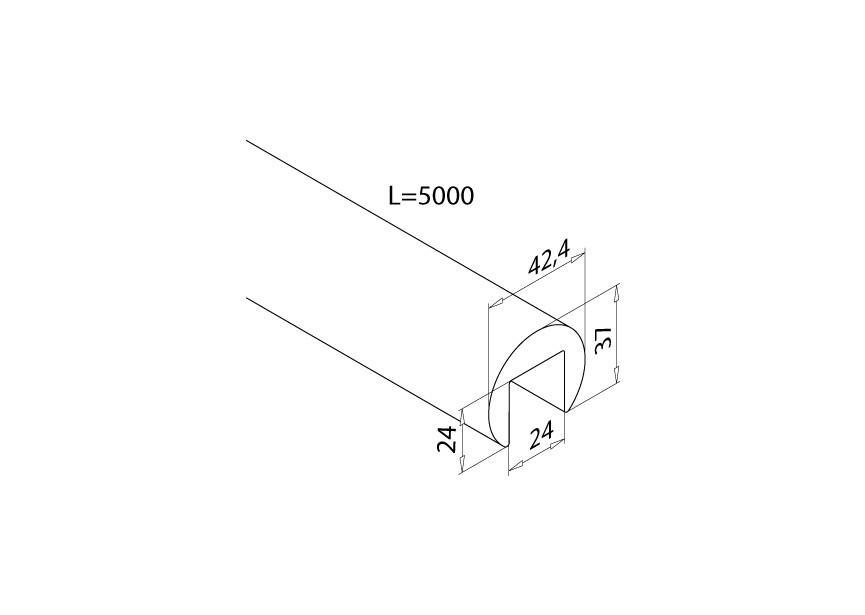 Tube à fond de gorge Ø 42,4 mm x 1,5 mm, L=5m
