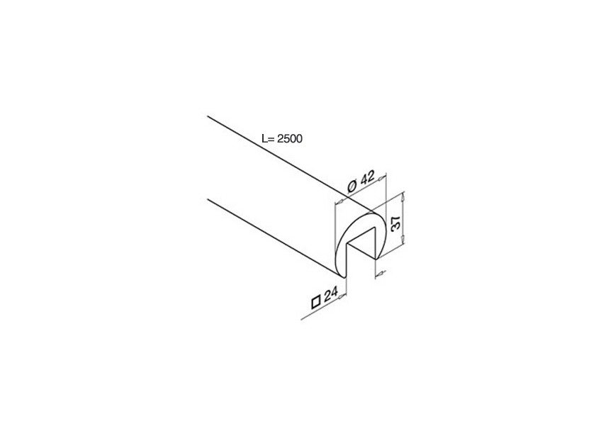 Main courante à fond de gorge bois Ø42mm