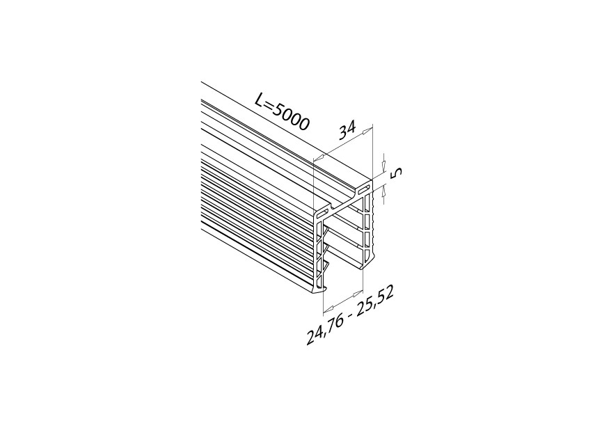 205134-050-24~~Rubber profiel voor 24,76-25,52mm, L=5000mm