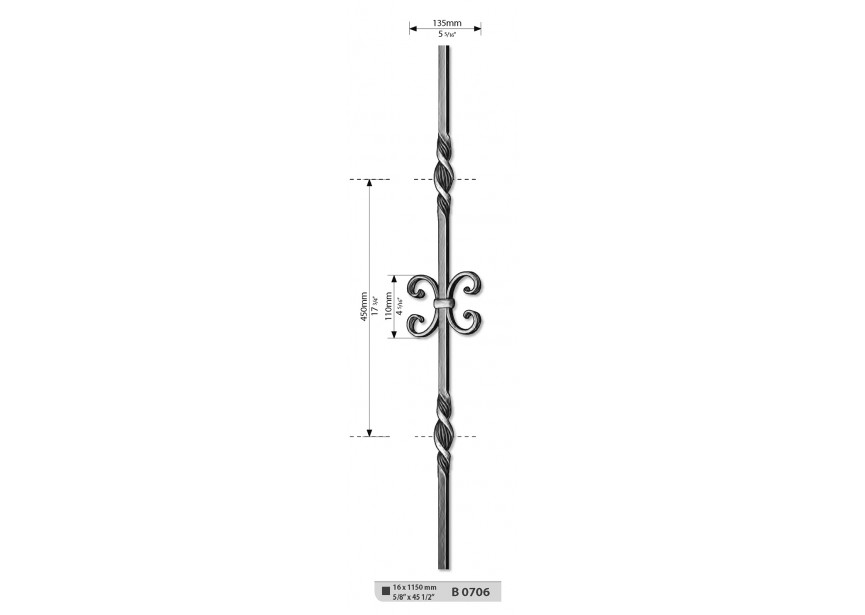 B0706~~SPIJL # 16MM LENGTE 1150 MM