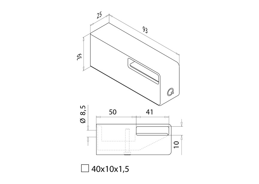 Square-Line - Support mural de m-c 40 x 10mm